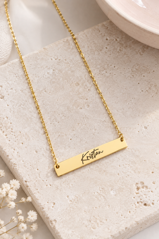 Engraved Bar Necklace