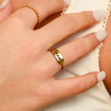 Engraved Bar Ring