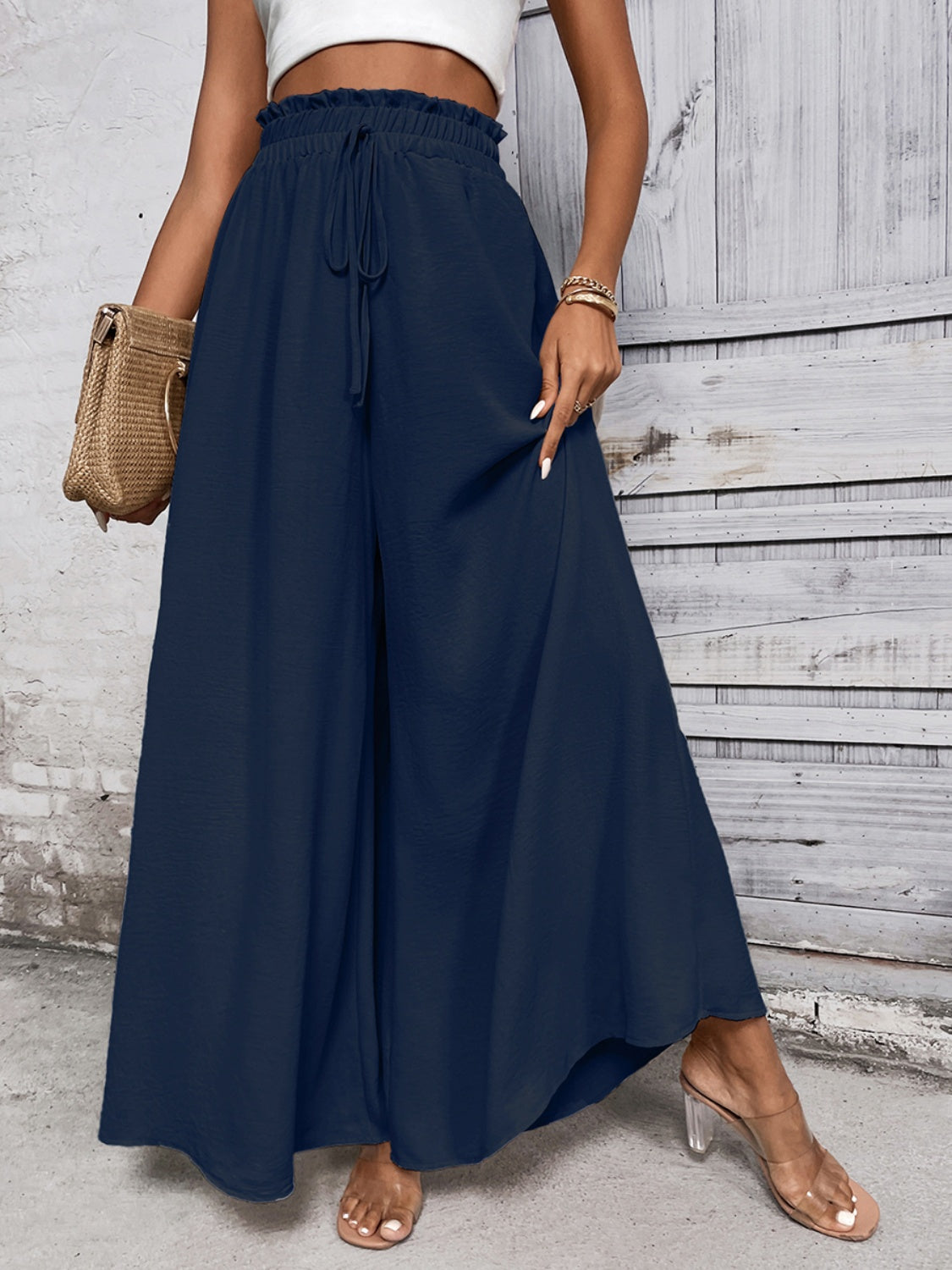 Honey Tied High Waist Wide Leg Pants